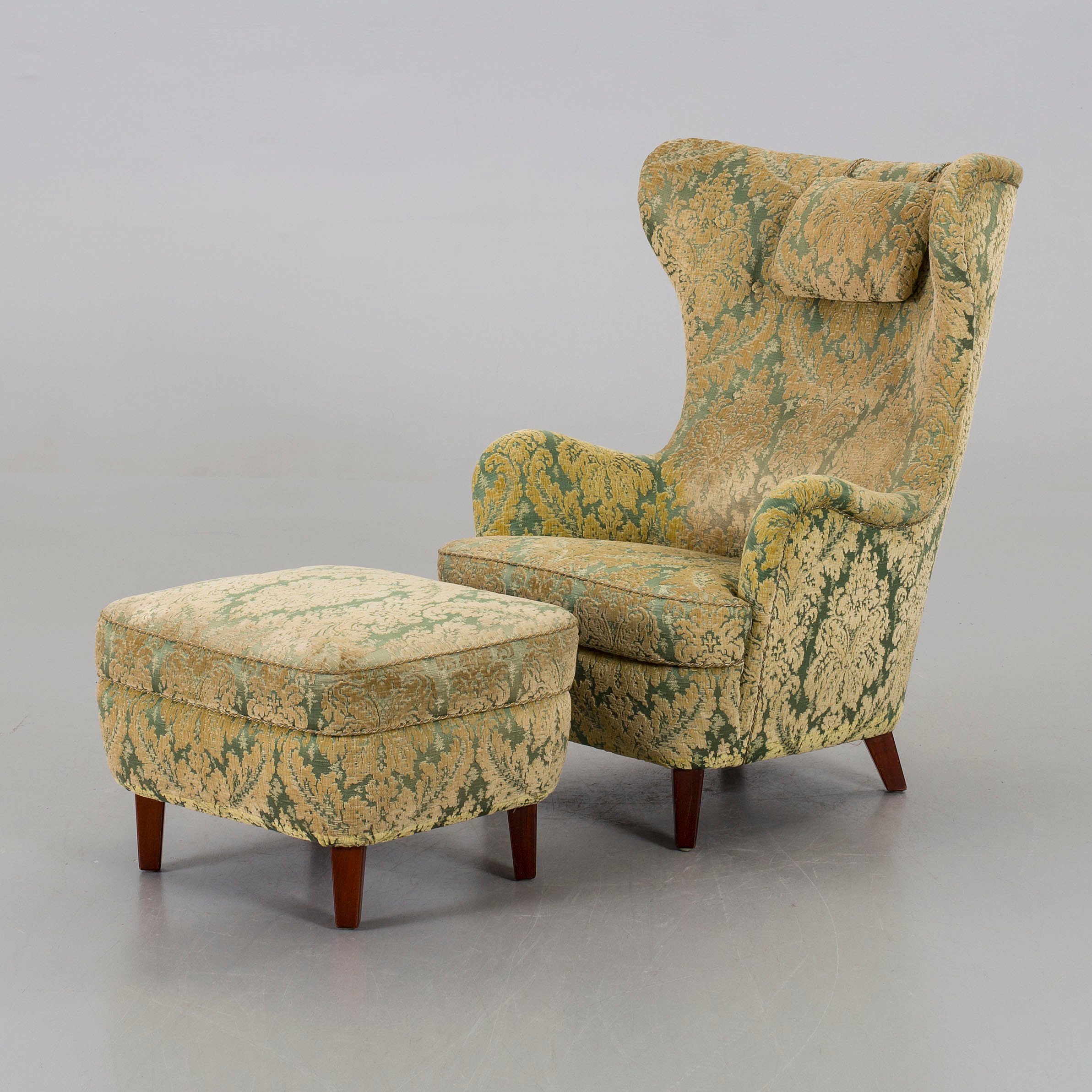 armchair and stool, mid 20th century, - Bukowskis