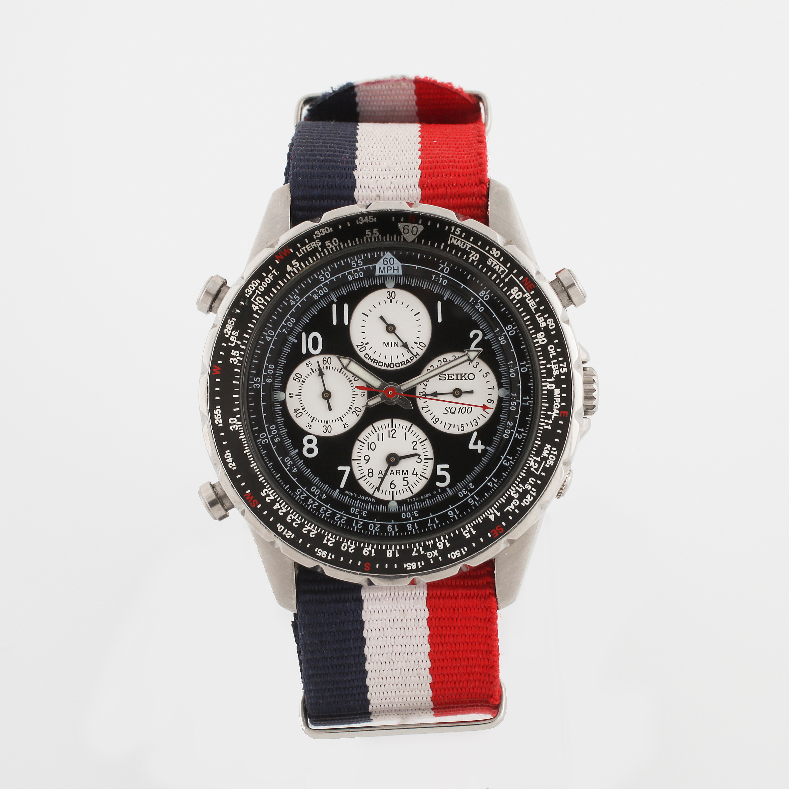 SEIKO, SQ 100, wristwatch, chronograph, 42,5 mm. Bukowskis