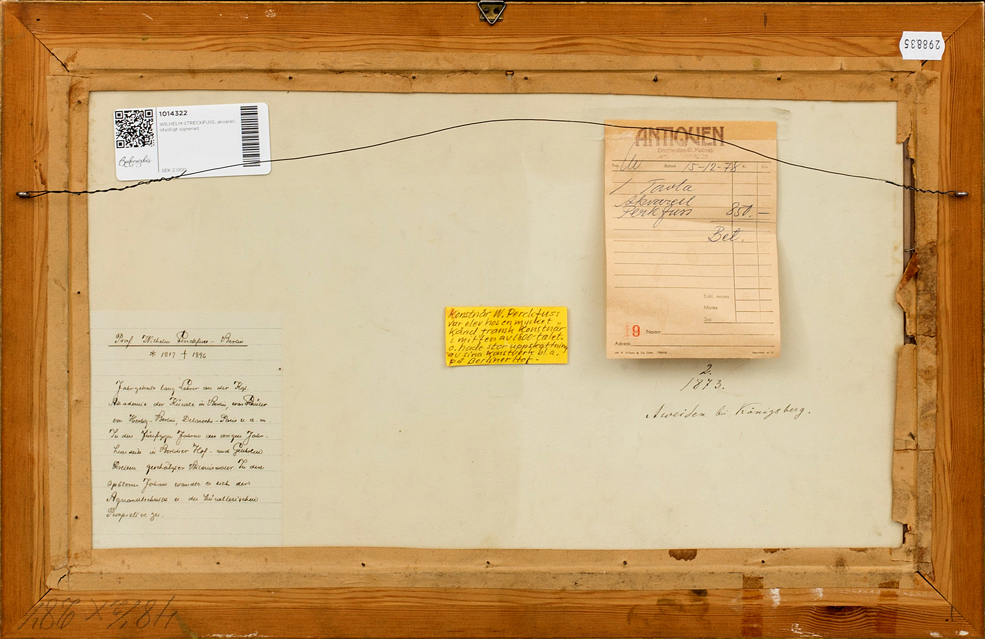 WILHELM STRECKFUSS, akvarell, otydligt signerad. Bukowskis