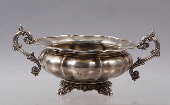 101797. SOCKERSKÅL, silver, nyrenässans, exportmärkt Nederländerna sent 1800-tal.