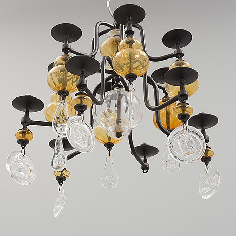 Erik HÖglund A Glass And Iron Chandelier Bukowskis