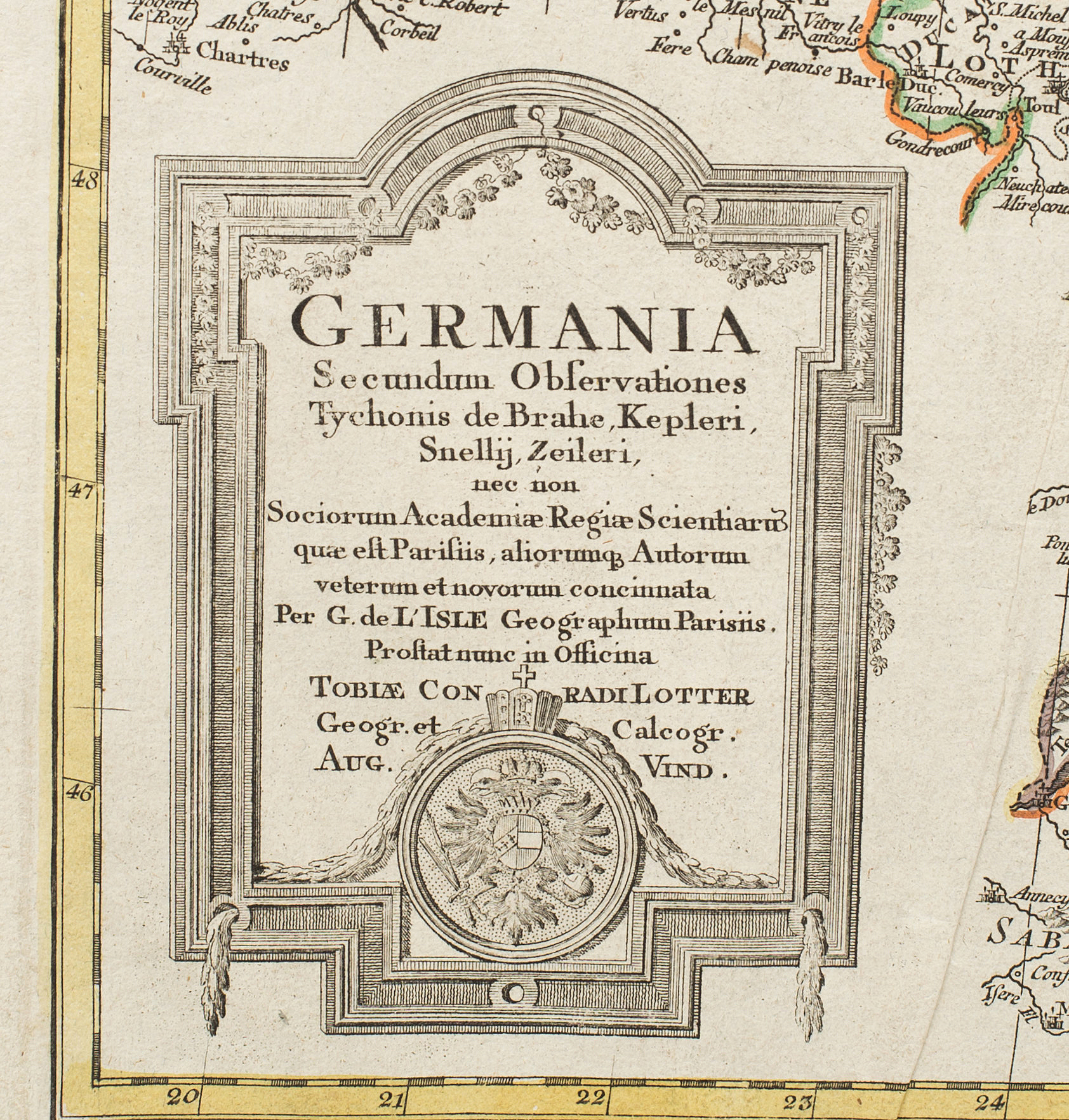 TOBIAS LOTTER,MAP COPPER ENGRAVING , "GERMANIA" from Atlas Novus 1770
