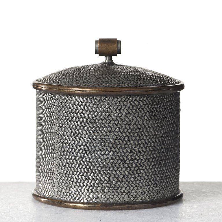 Estrid Ericson, a pewter and brass jar with cover by Svenskt Tenn, Stockholm 1952.