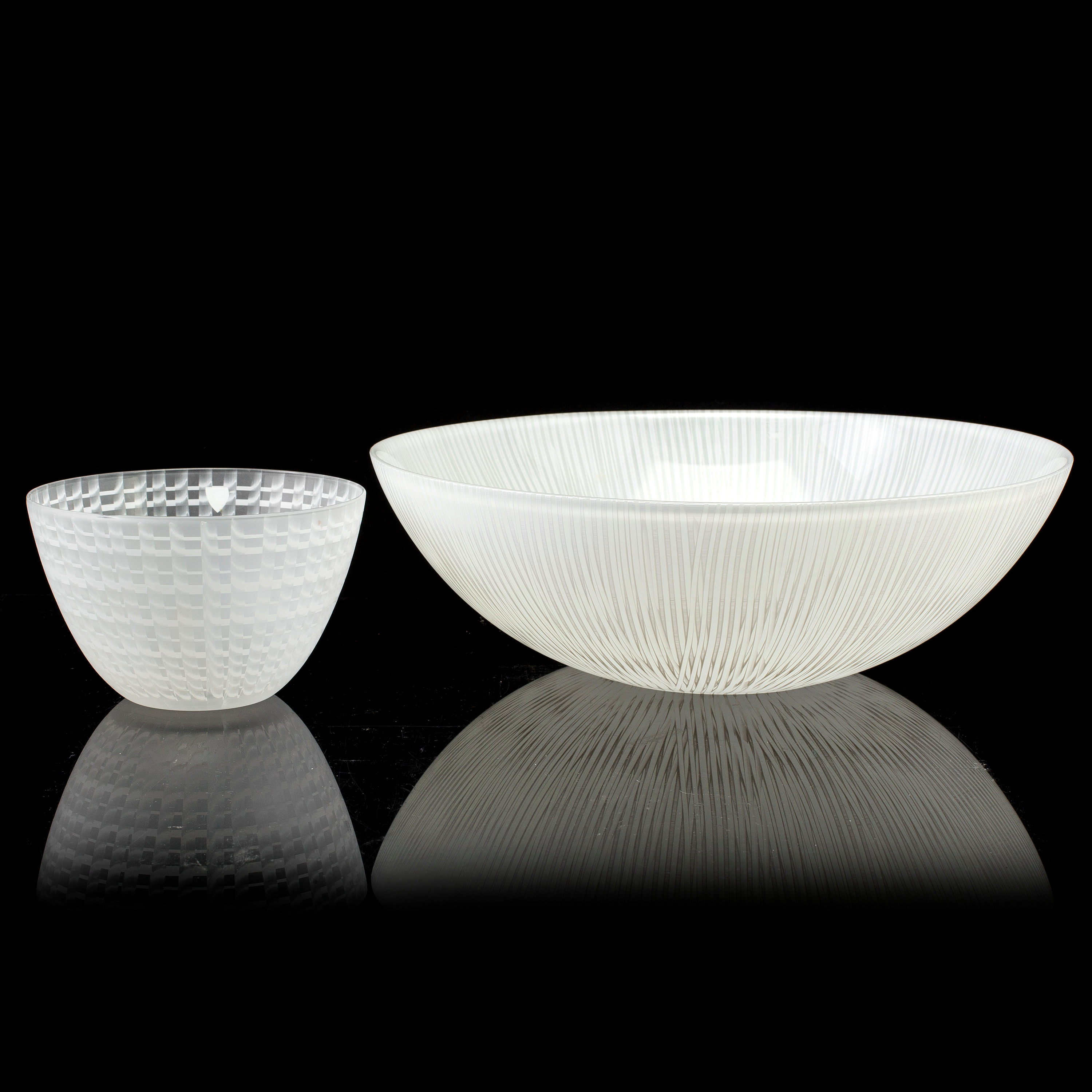 2 glass bowls designed by Ingegerd Råman for Orrefors, 21st century