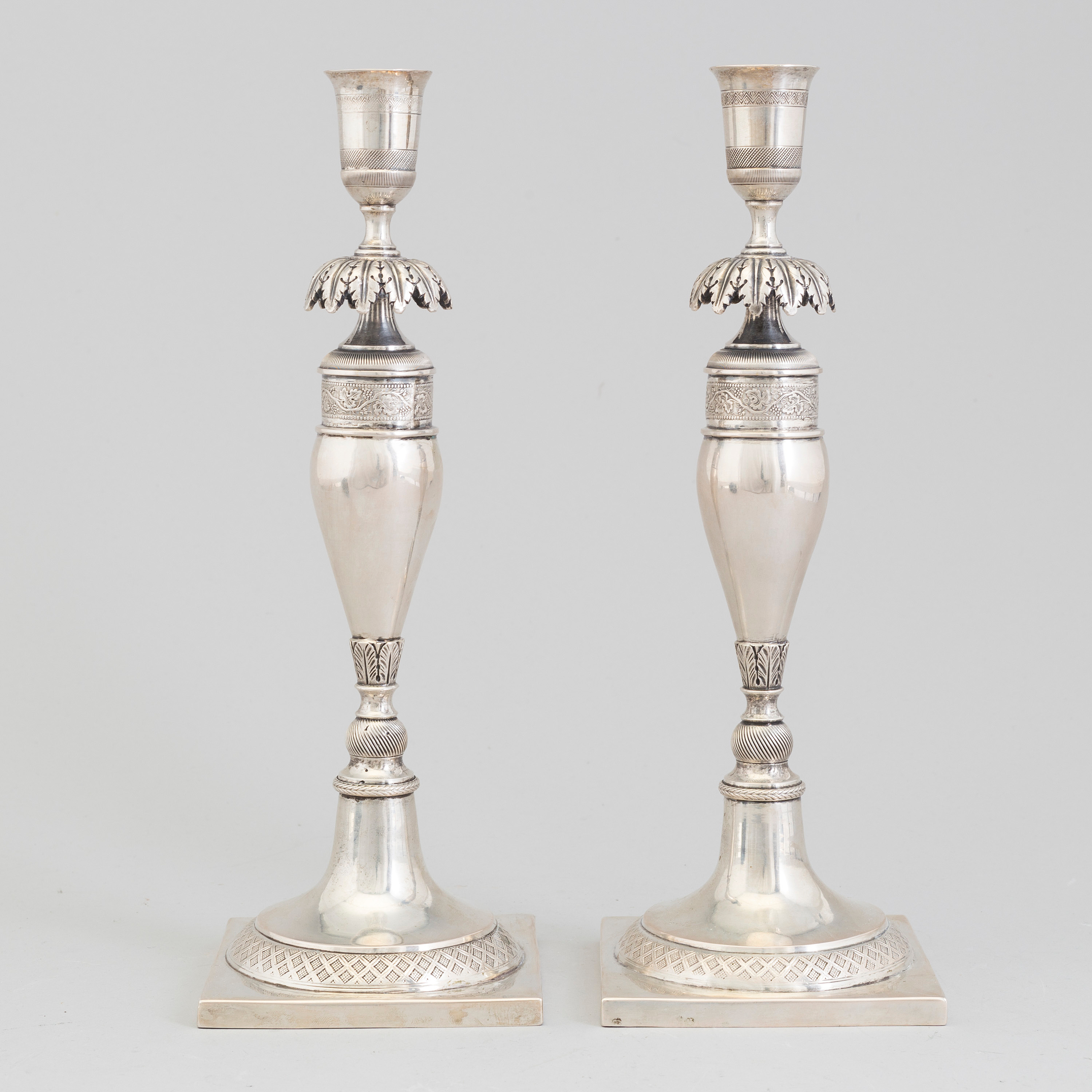 A pair of German silver candlesticks, 182141. Bukowskis