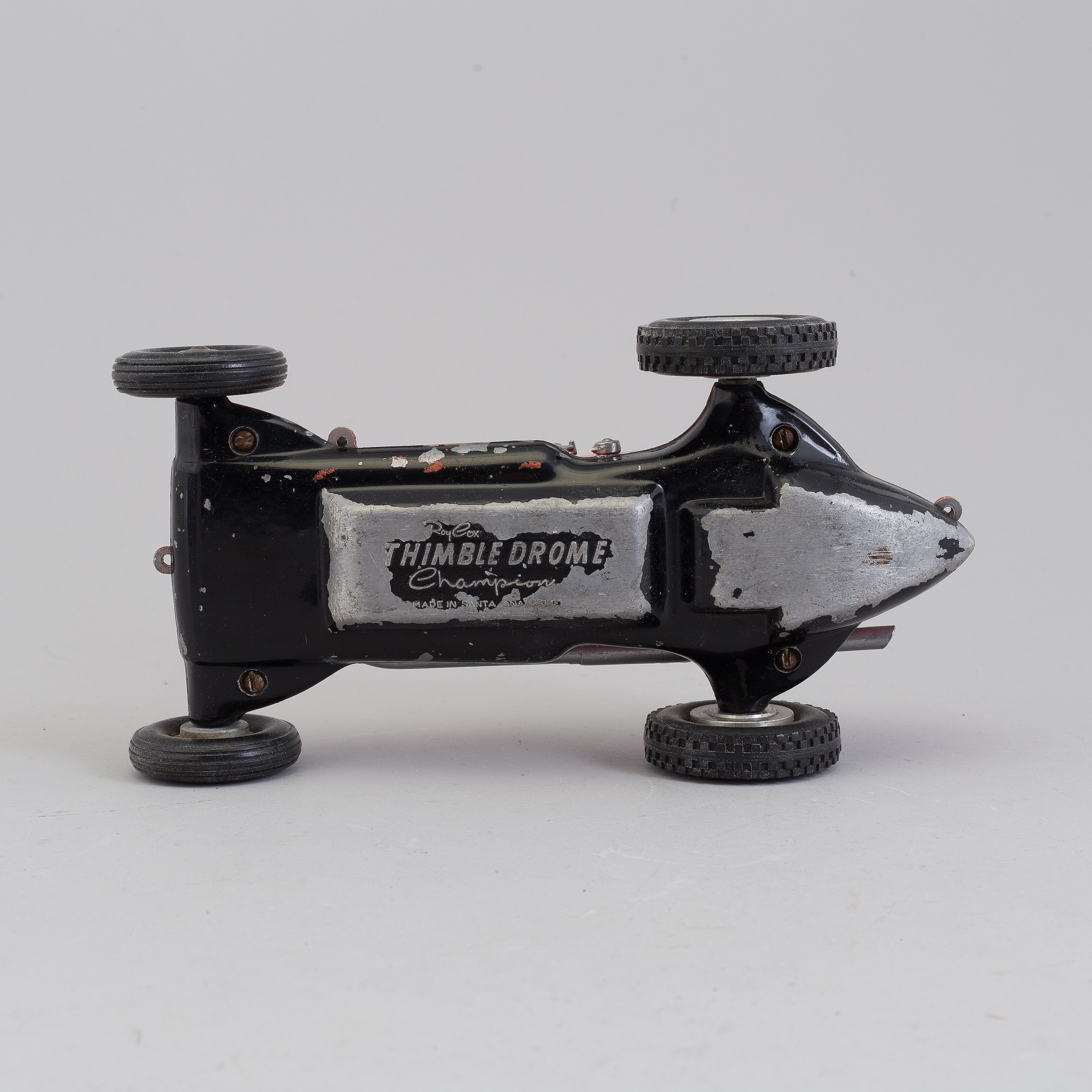 A THIMBLE DROME TETHER CHAMPION RACING CAR, Roy Cox, aluminium, 1950s