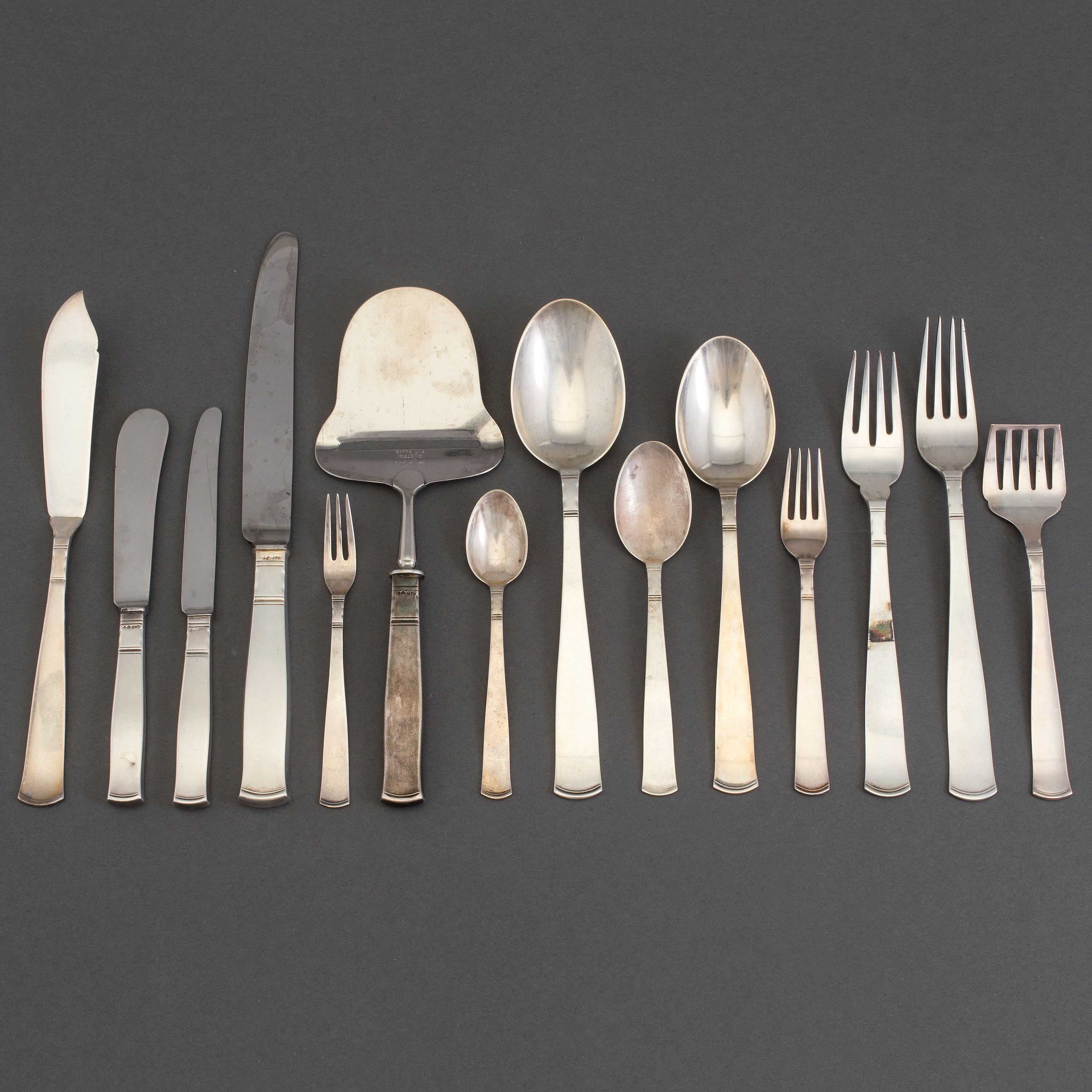 96 pieces of silver tableware by Jacob Ängman for GAB, model "Rosenholm