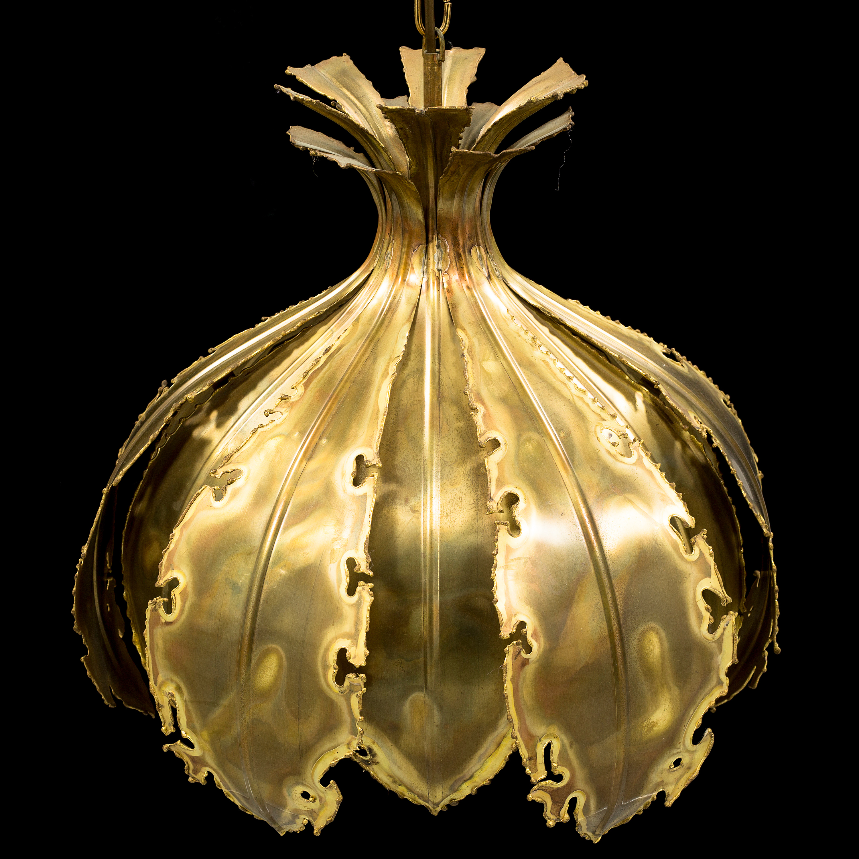 Svend Aage Holm Sorensen Brass Ceiling Lamp, Denmark, 1970