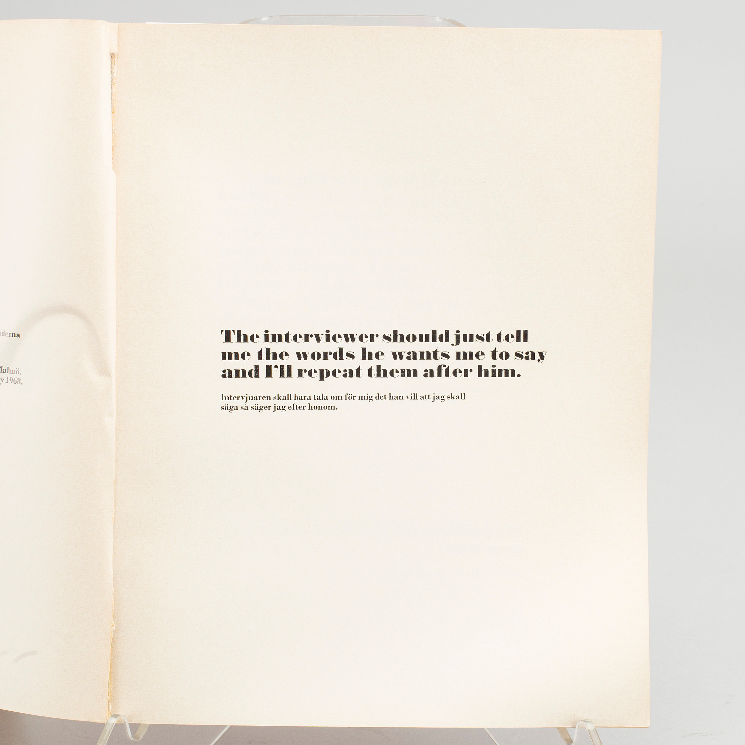 Exhibition catalogue Andy Warhol Moderna Museet, Stockholm, 1968