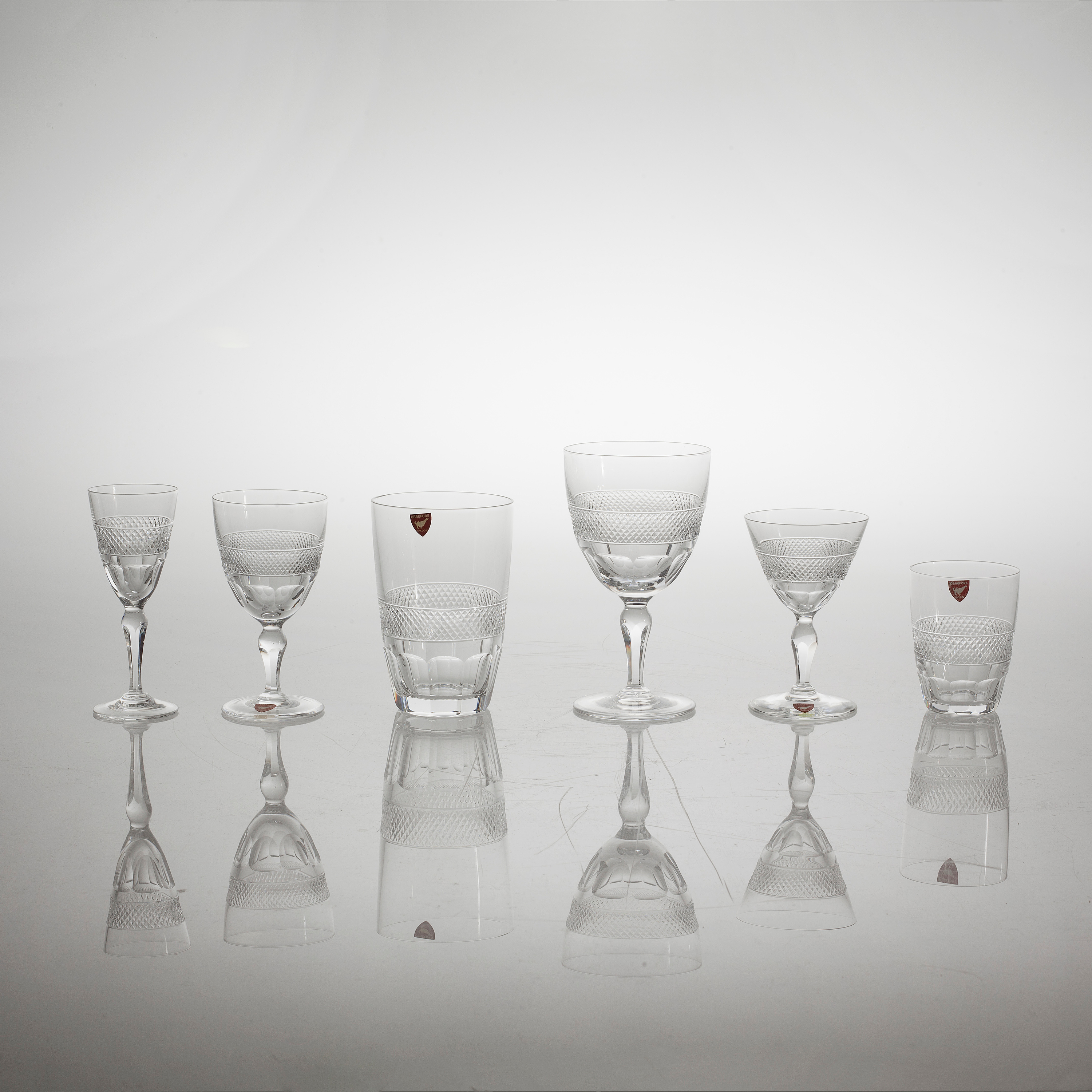A glass service by Edward Hald for Orrefors, "Rio", 97 pieces mainly