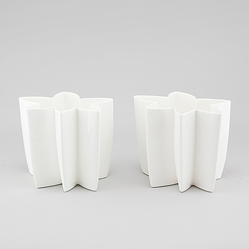 Two porcelain vases by Heikki Orvola for Arabia, model "Carambola", designed in 1996.