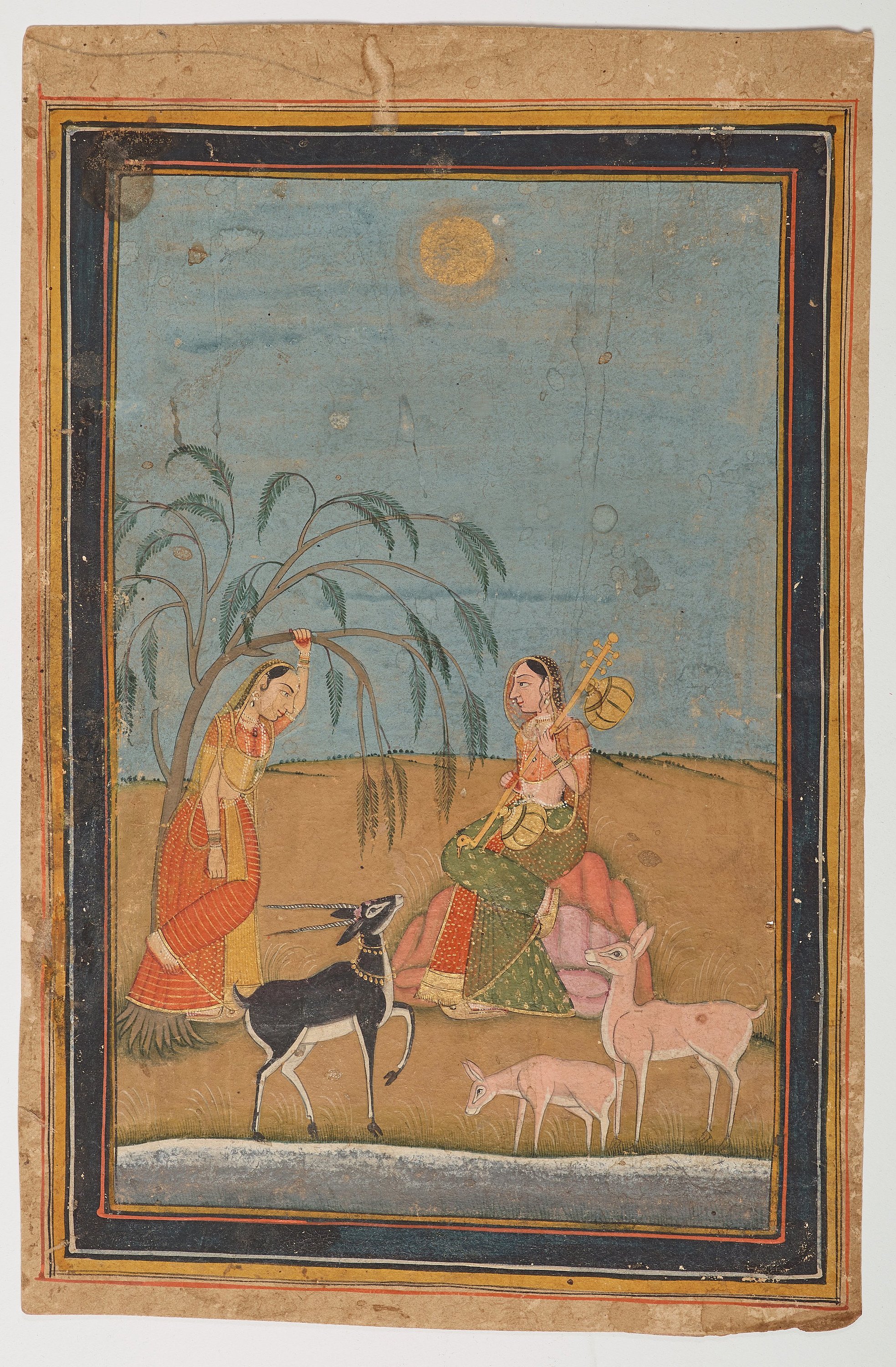 Two paintings by unknown artist, ink and color on paper. India, 19th