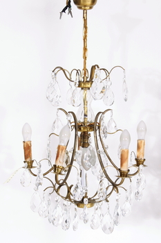 1088. LJUSKRONA. Rokokostil. 5 ljusarmar, h 77.