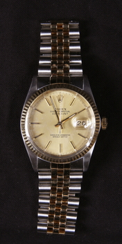 109081. HERRARMBANDSUR, guld och metall, Rolex, Oyster Perpetual.