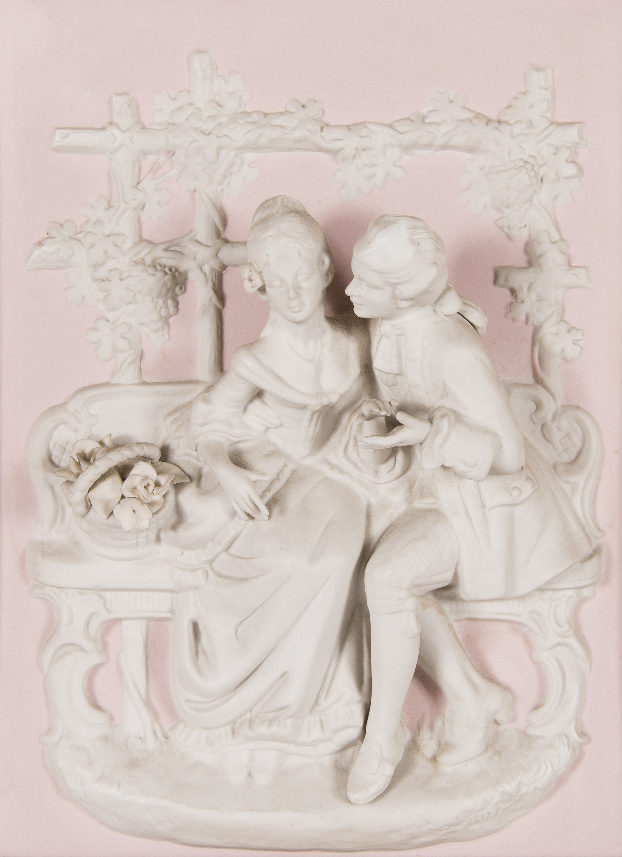 Two bisque porcelain reliefs / wall plaques, Alt Meissen Art, Dresden