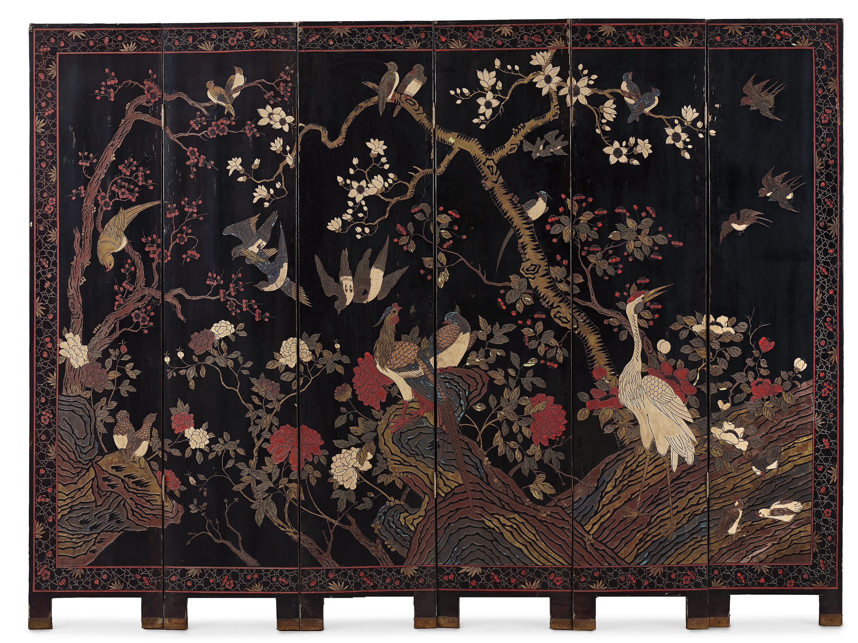 A six leaf coromandel lacquer screen, Qing dynasty (16441912). Bukowskis