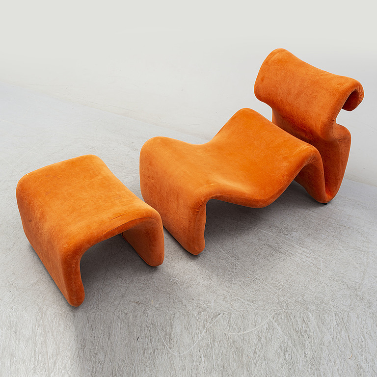 A lounge chair with ottoman, 'Etcetera', Jan Ekselius, J. O. Carlsson