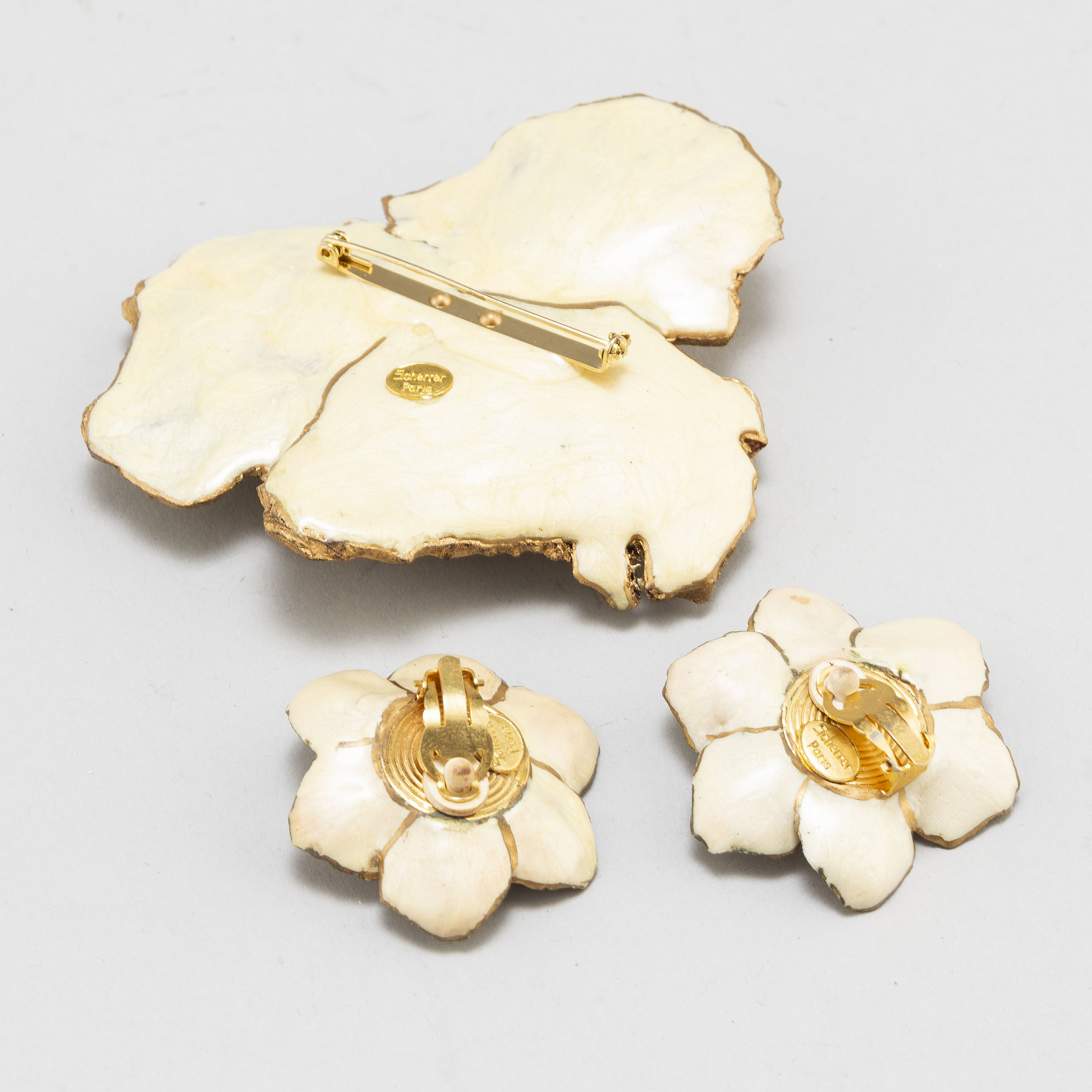 Boucles D'oreilles Clips Signées Jean Louis Scherrer Paris - Métal Doré Et Strass, Occasion Parfait état
