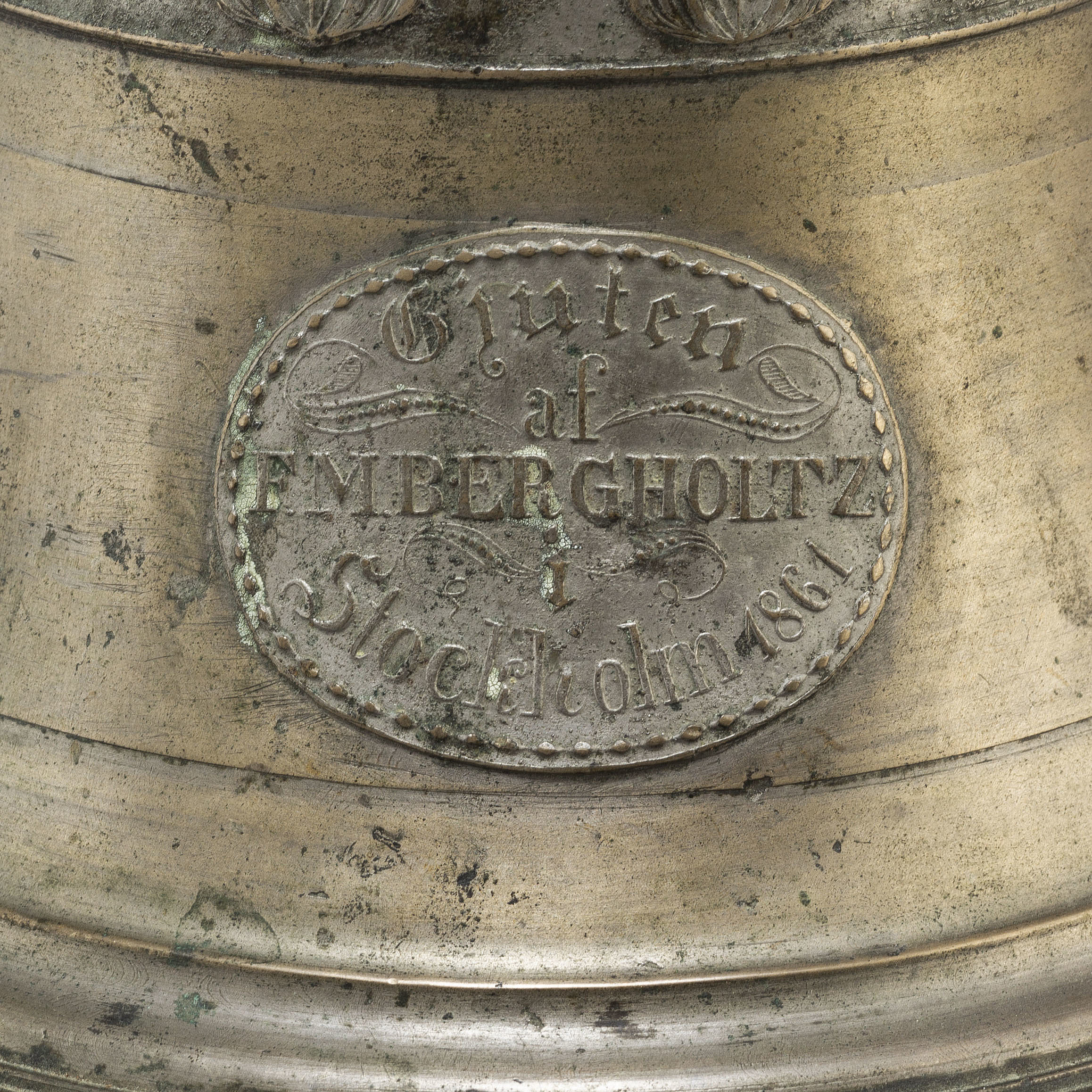 A Swedish bronze bell, signed F. M. Bergholtz, Stockholm 1861. Bukowskis