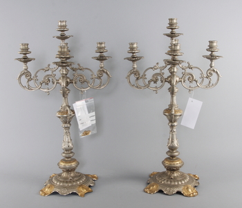 119453. KANDELABRAR, ett par, metall, nyrokokostil.