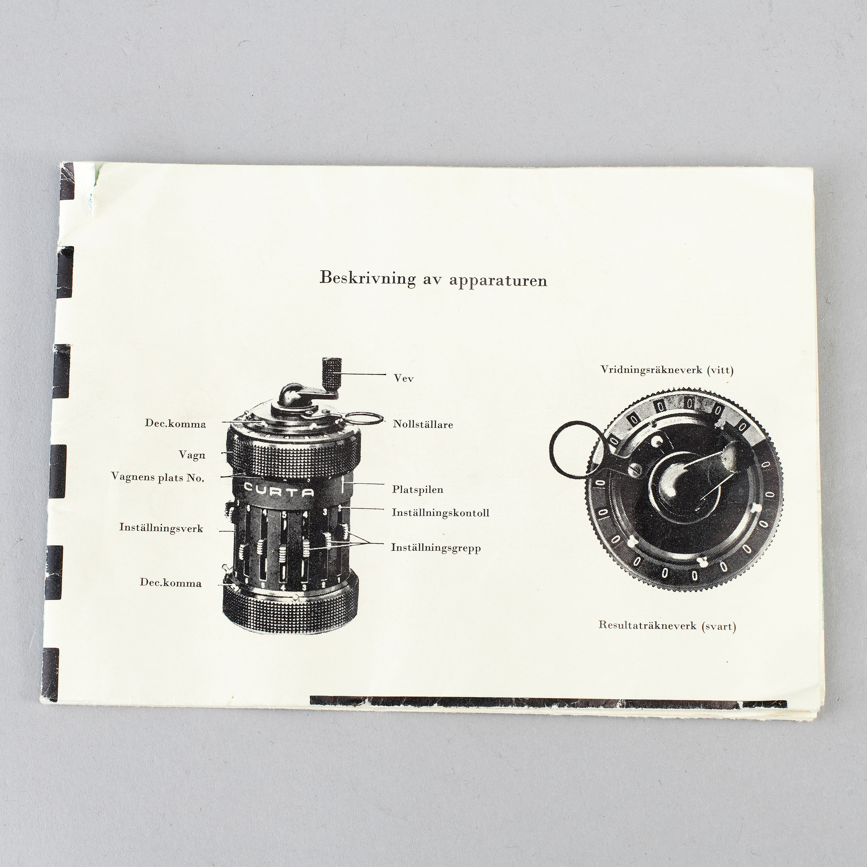 A 'Curta, Type I' calculator developed by Curt Herzstark, Contina AG