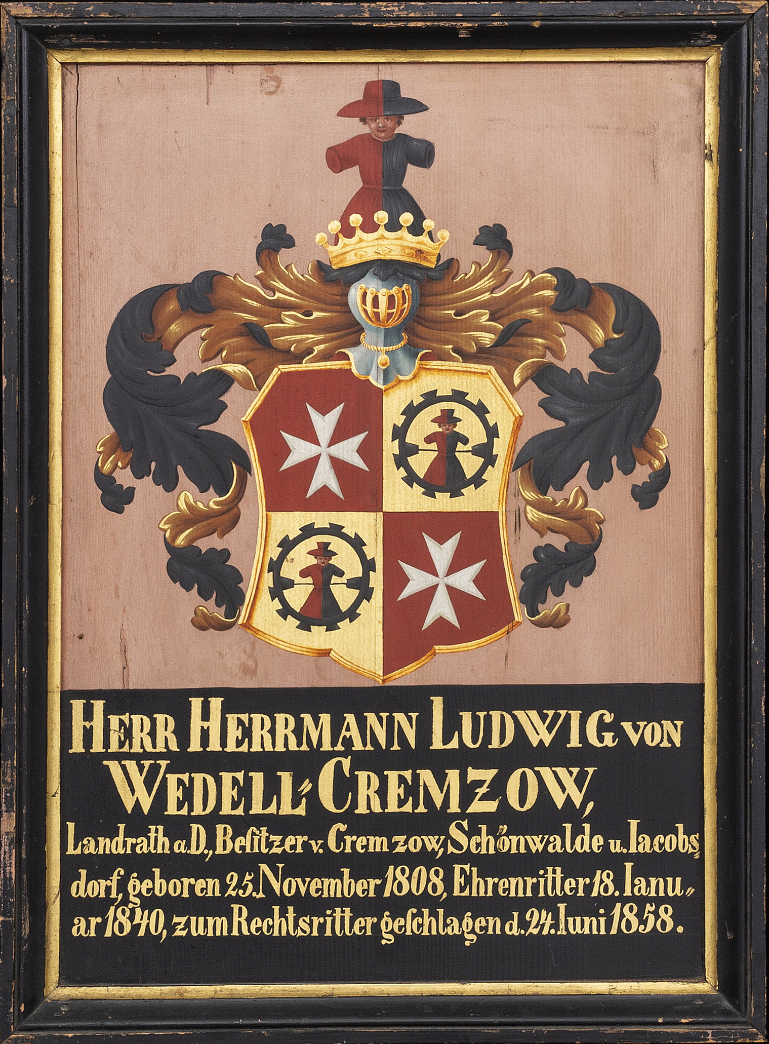Coat of Arms, Hermann Ludwig von Wedel 1858. Bukowskis