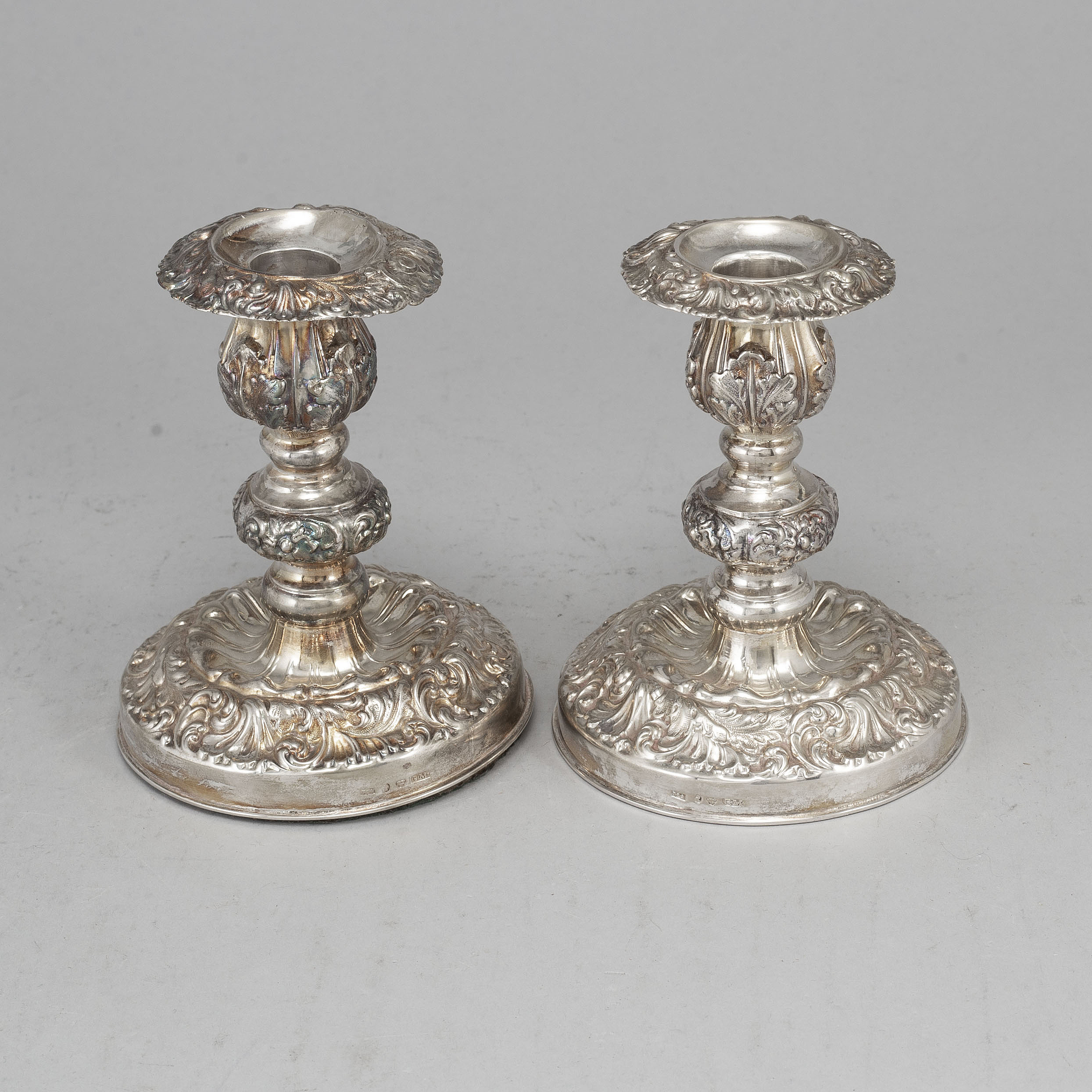 A pair of swedish silver candlesticks, mark of Gustaf