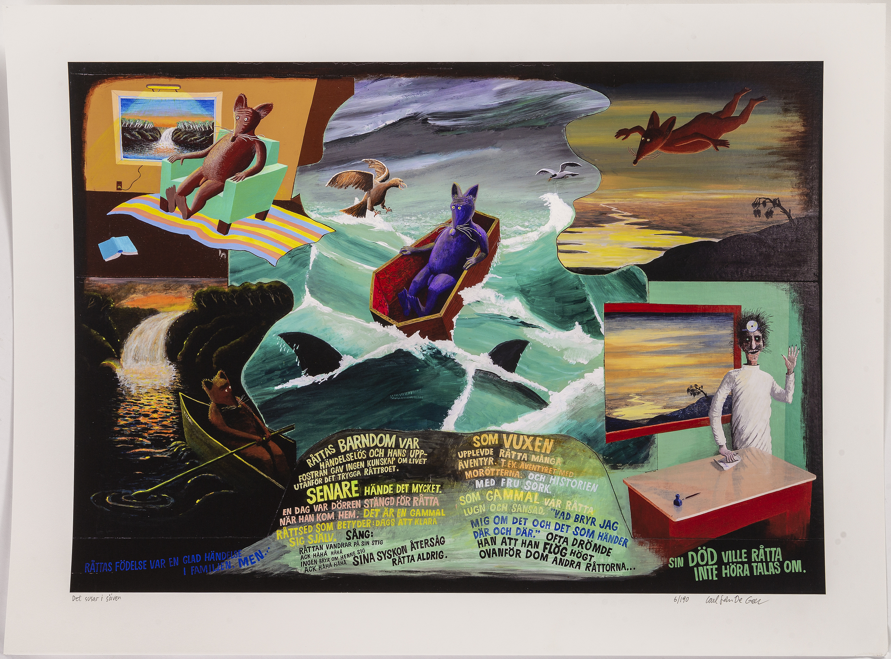 CARL JOHAN DE GEER, lithograph in colours, signed 6/190. - Bukowskis