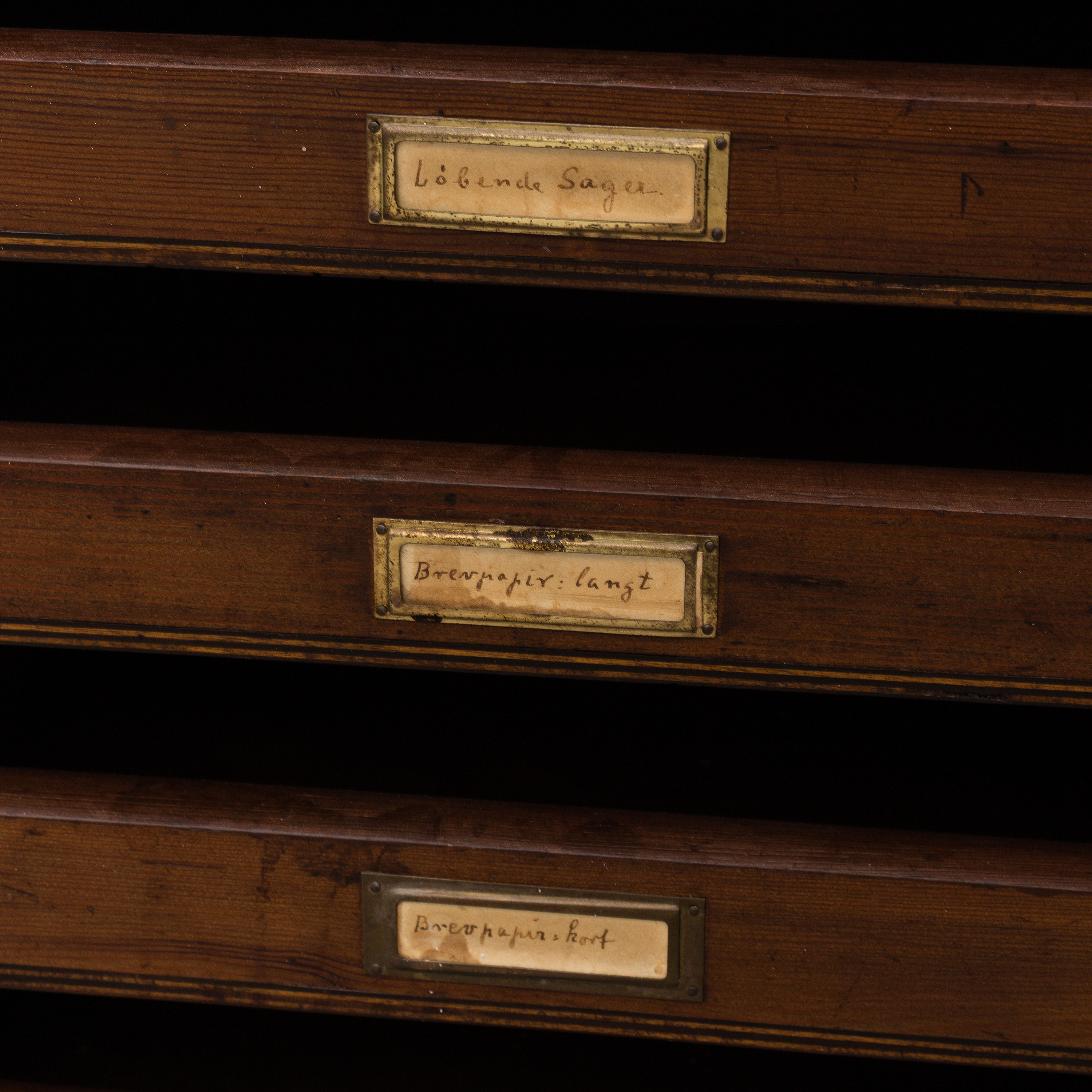 An early 20th Century stained pine office furniture. Bukowskis