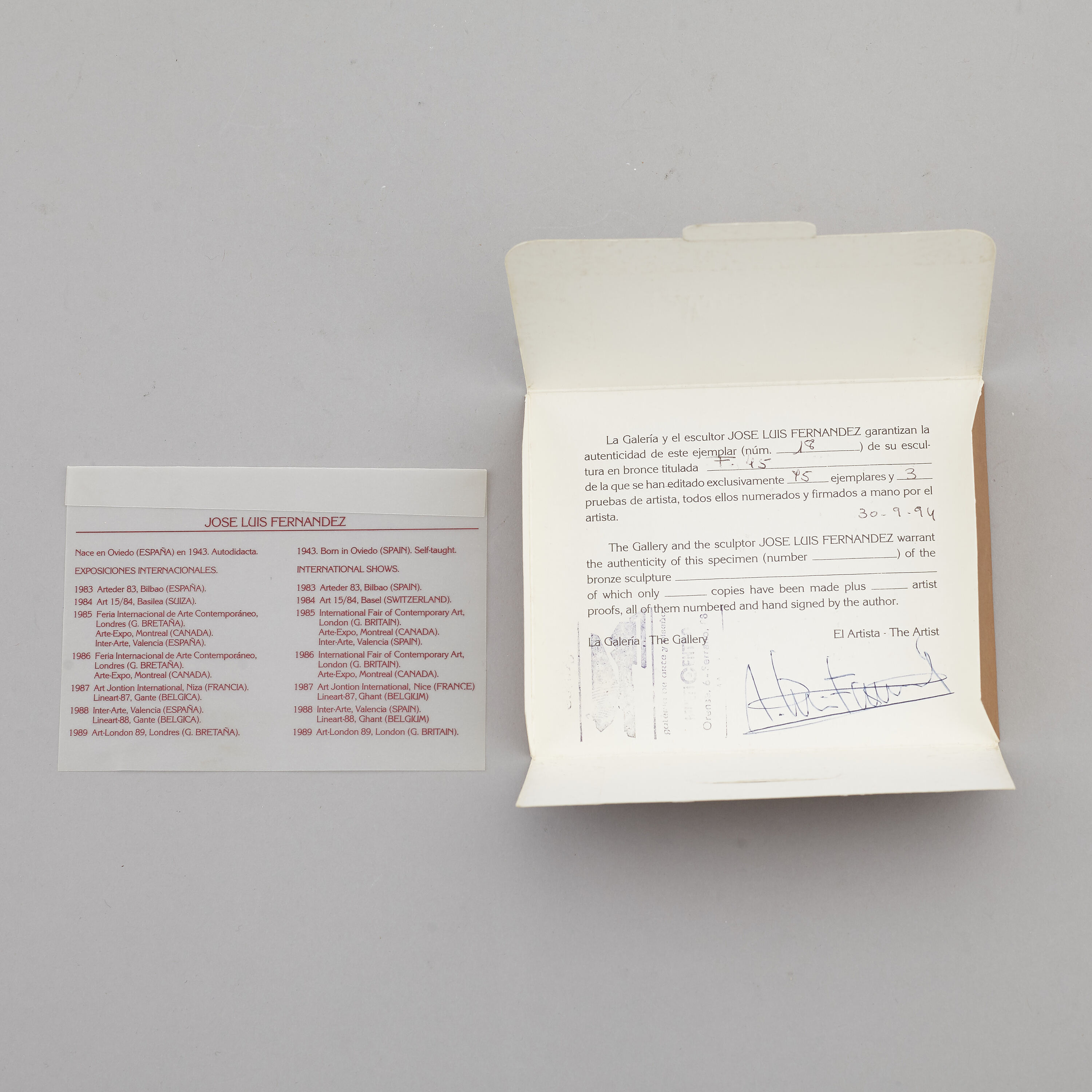 JOSÉ LUIS FERNÁNDEZ, skulptur, brons, signerad J. Luis Fernandez och