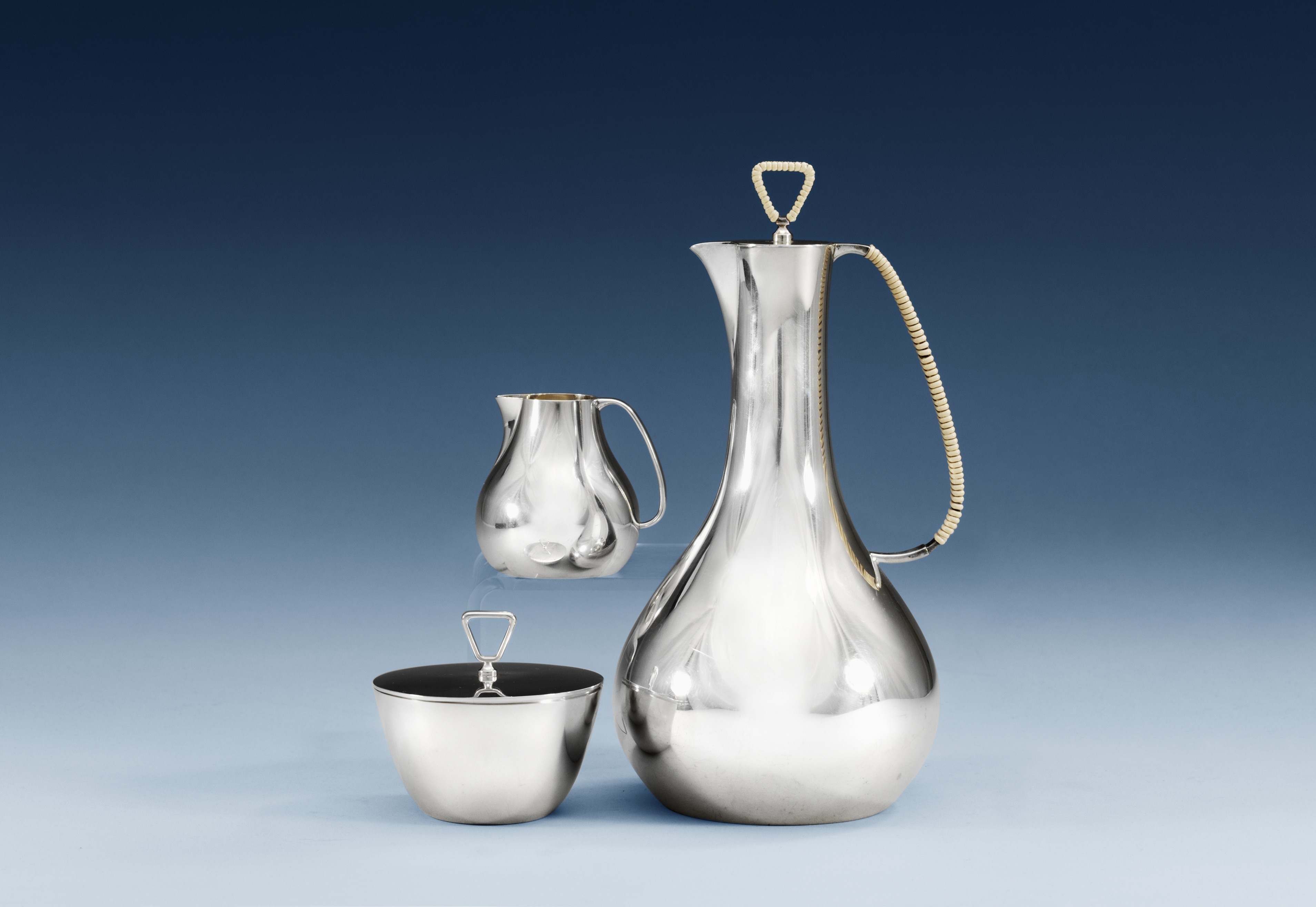 A Sigvard Bernadotte 3 pcs of coffee set design nr 1015, Jensen