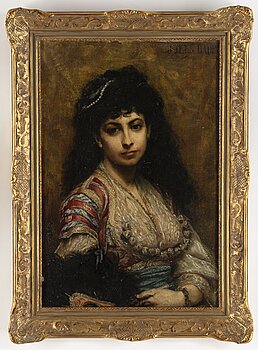 Jean Jules Badin, oil on canvas, signed and dated 1877. Bukowskis