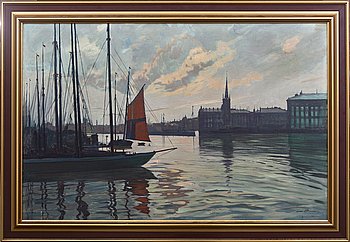 Unknown artist, oil on canvas, indistinctly signed and dated -22 ...
