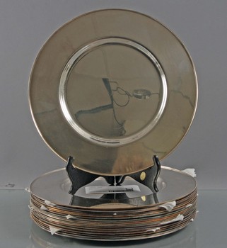 129027. KUVERTTALLRIKAR, 18 st, nysilver, GAB.