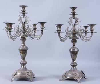 131827. KANDELABRAR, ett par, nysilver, 1800-talets slut.