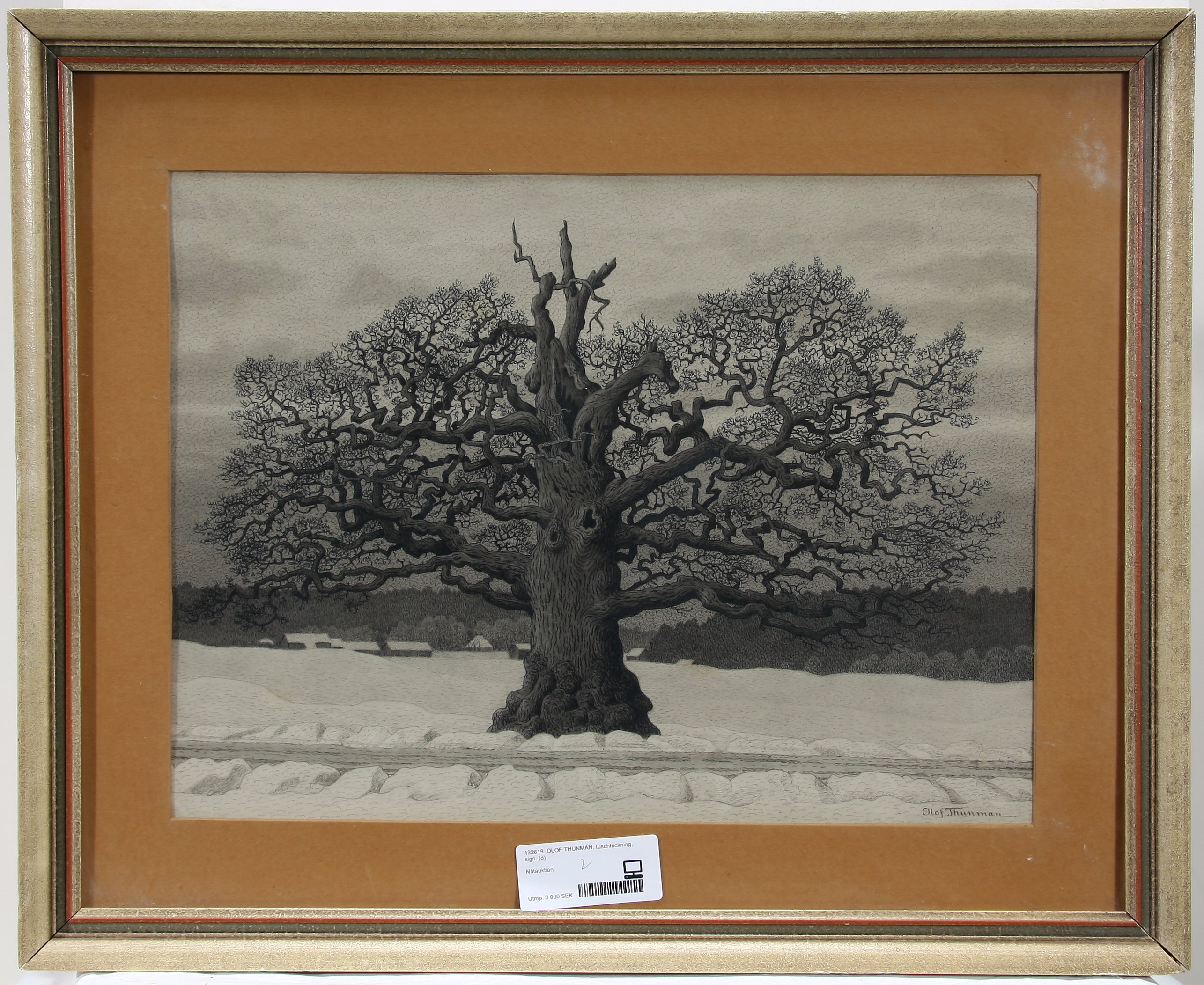 OLOF THUNMAN, tuschteckning, sign. - Bukowskis