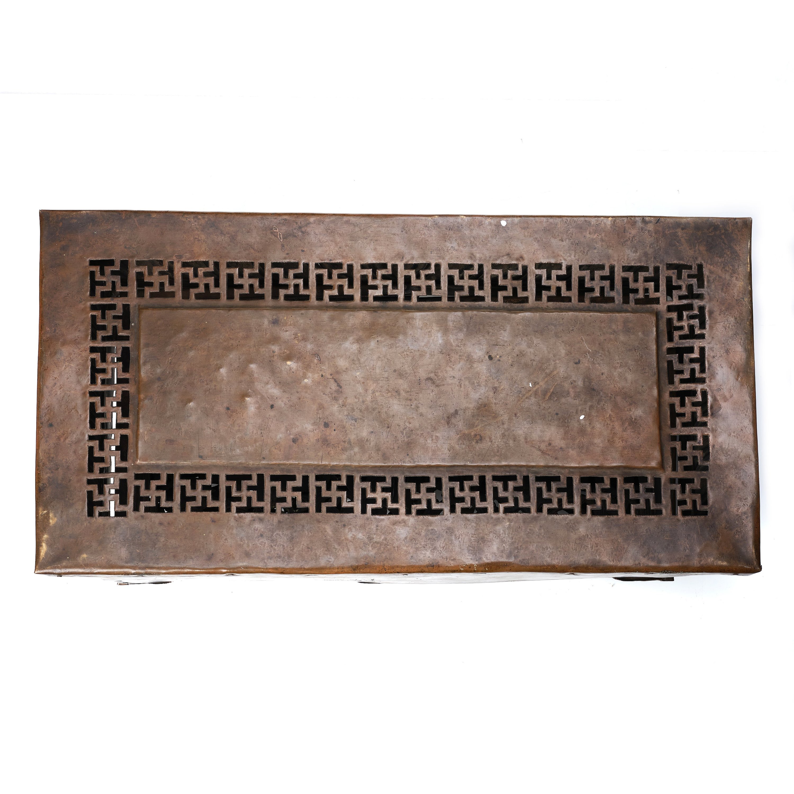 A copper alloy and brass ritual folding table, Tibet/Nepal, 1900tal