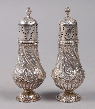 136757. SALTKAR, ett par, silver, Sheffield.