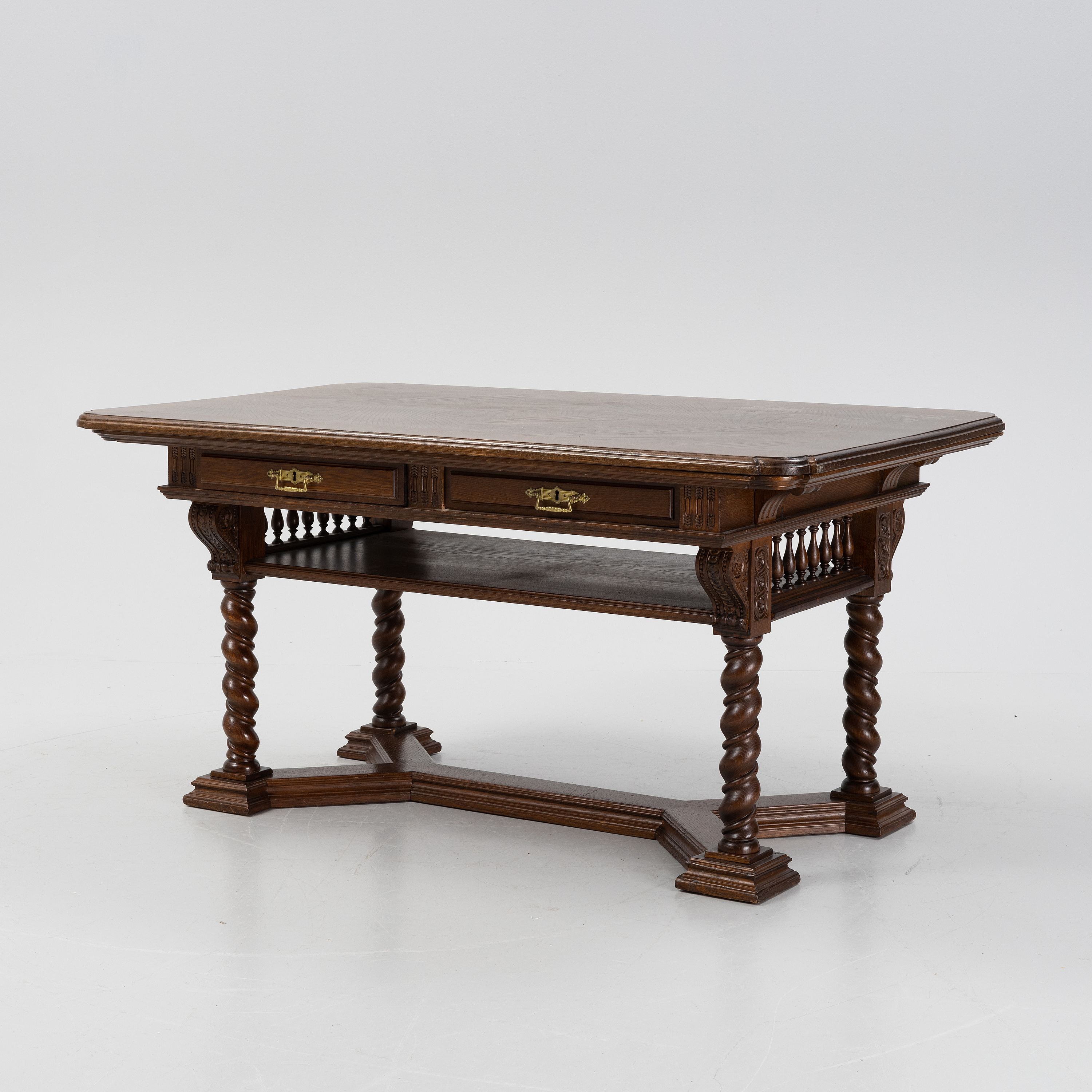 A writing desk / library table, circa 1900. - Bukowskis