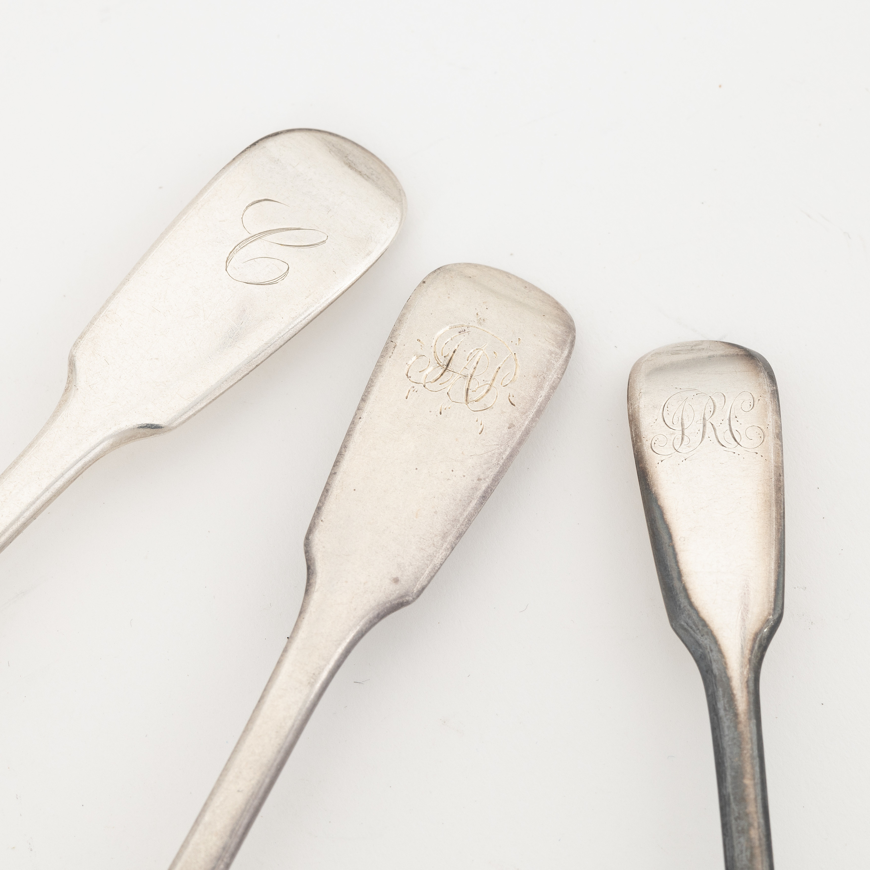 33 silver spoons, mostly London, England, 19th Century. Bukowskis