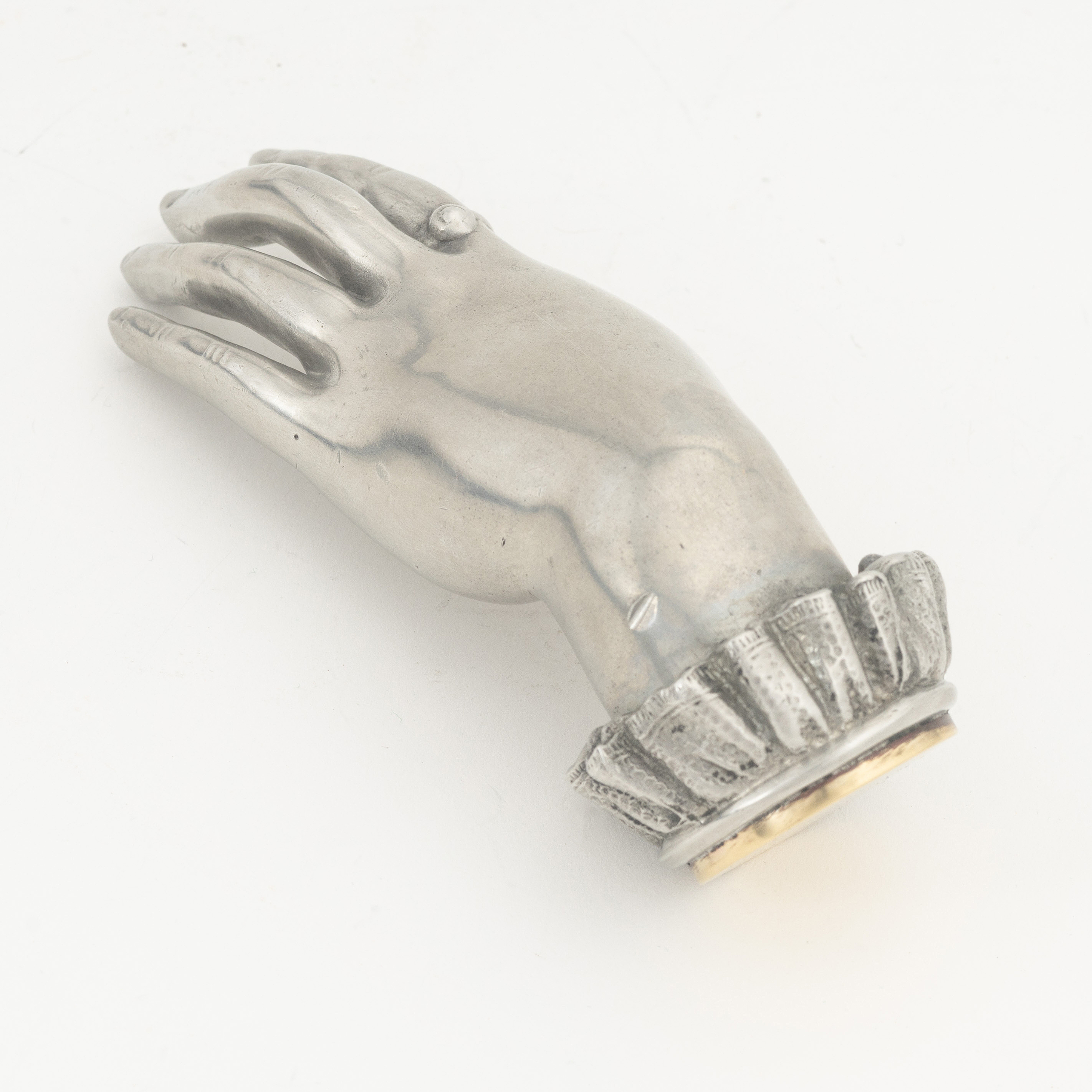 Estrid Ericson, a pewter and brass seal/paper weight, Svenskt Tenn