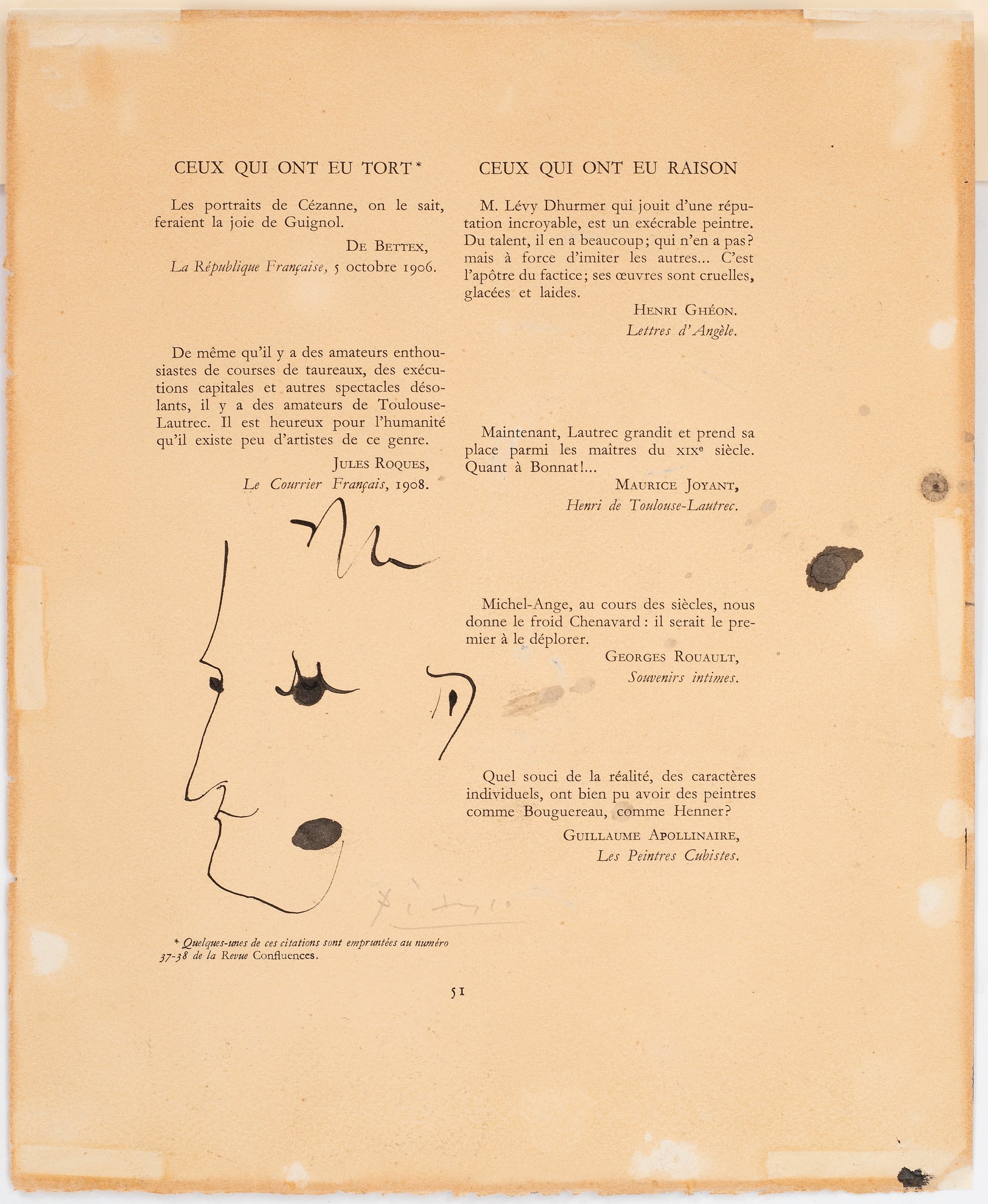 Un Jules Un Peu Special 3 Lettres Pablo Picasso, ”Homme barbu de trois-quart/Version profil d'un homme”. -  Bukowskis