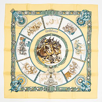Hermès, a 'Chevaux de Trait' silk scarf.