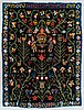 A Finnish folkart long pile Ryijy-rug dated 1994  after Porvoo model. Circa 155 x 120 cm.