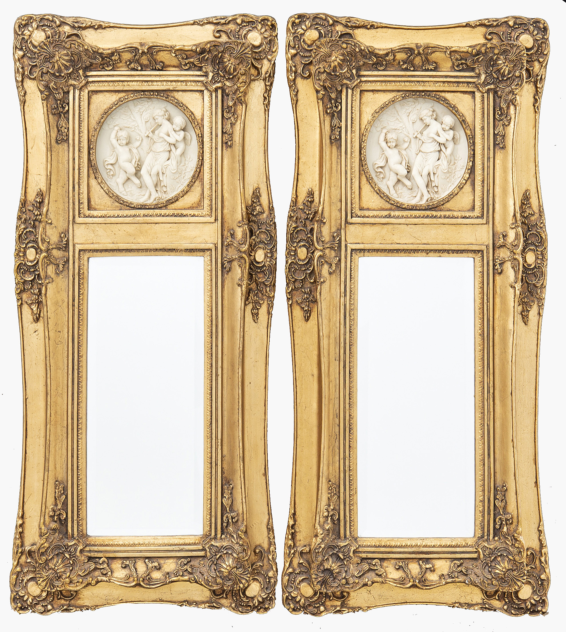 A pair of gilded neo Rococo style mirrors 20th century. - Bukowskis