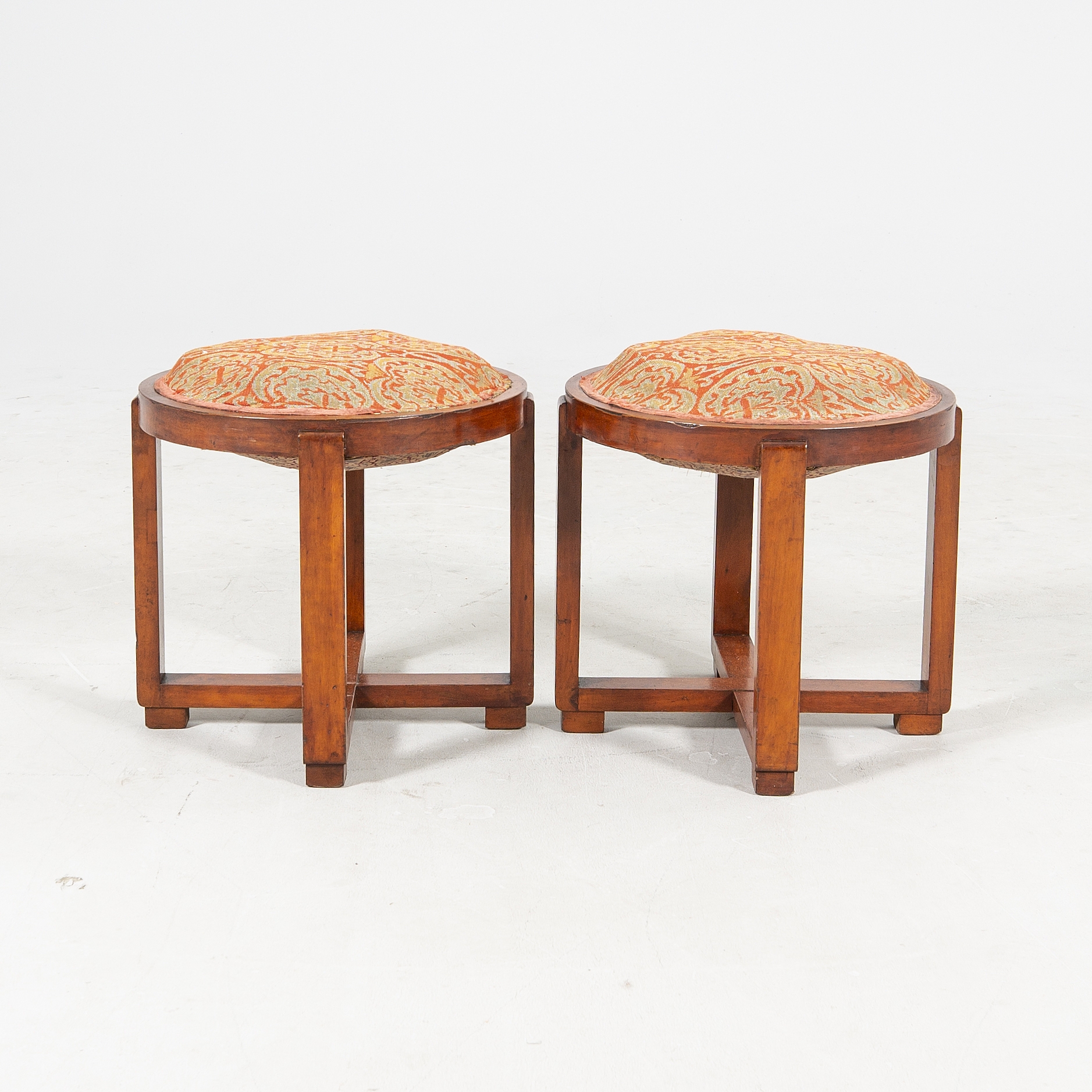 Image showcasing A pair of Art Deco walnut stools. - Bukowskis