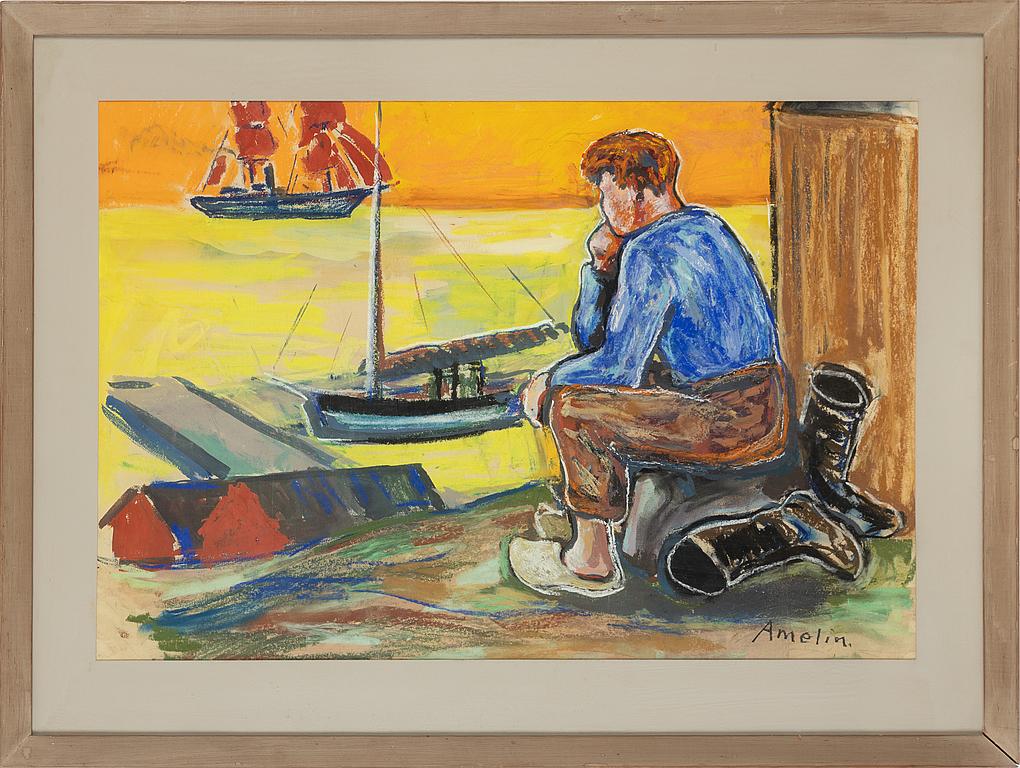 Albin Amelin, pastell, signerad. Bukowskis