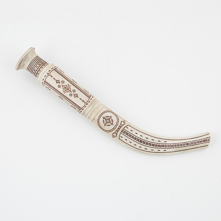 Thore Sunna, a reindeer horn knife, signed Thore Sunna.