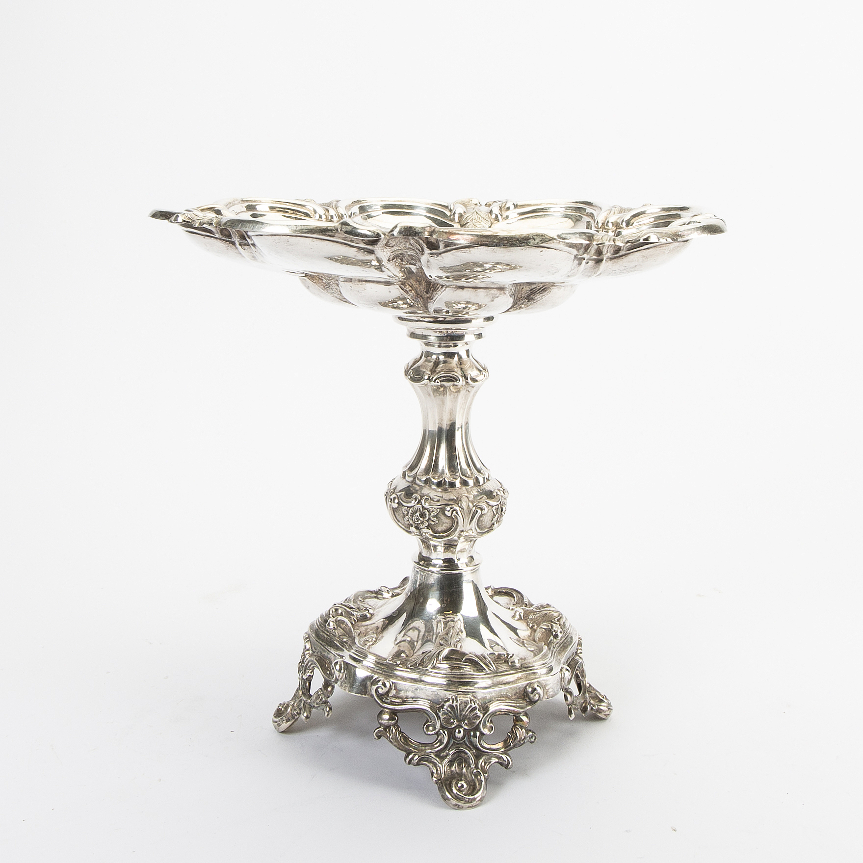 A Swedish 19th century silver bowl on stand mark of G