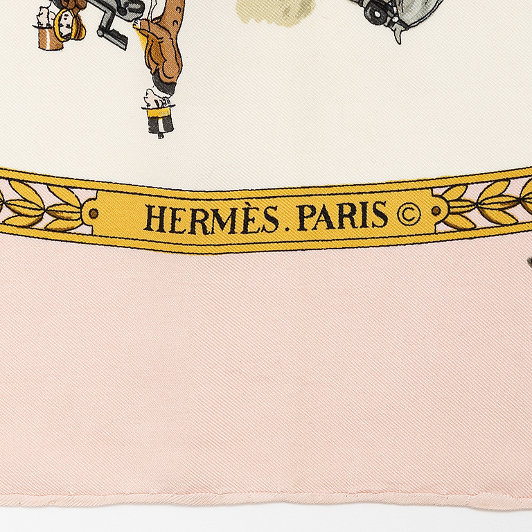 Hermès, three silk scarves.